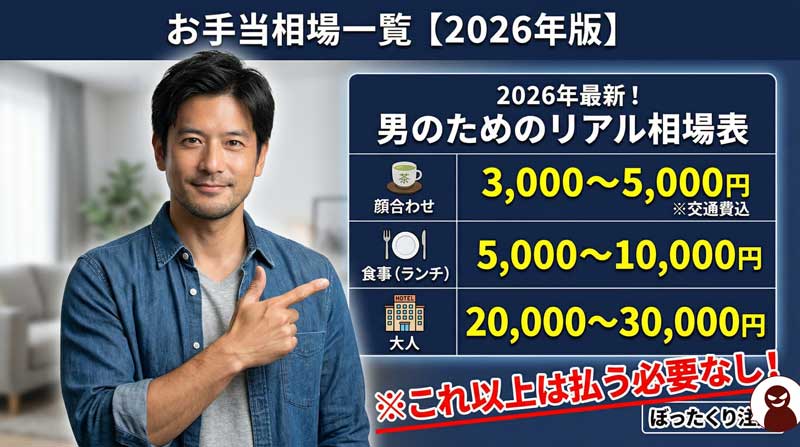 パパ活のお手当相場一覧