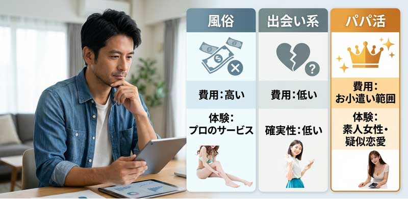「パパ活vs風俗vs出会い系」コスパ比較